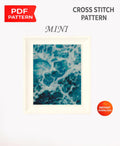 Ocean Waves Cross Stitch Pattern PDF, Sea Foam Water Embroidery Design, Coastal Ocean Landscape Mini Cross Stitch Digital Download pdf - NuttyHappyHobby