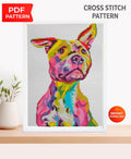 Pit Bull Cross Stitch Pattern PDF, Colorful Pitbull Dog Portrait Embroidery Design, Modern Dog Needlework Chart, Dog Lover Gift, download - NuttyHappyHobby