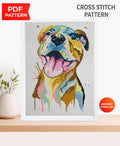 Pit Bull Cross Stitch Pattern PDF, Pitbull Dog Portrait Embroidery Design, Modern Dog Needlework Chart, Pet Lover Gift, download pdf - NuttyHappyHobby