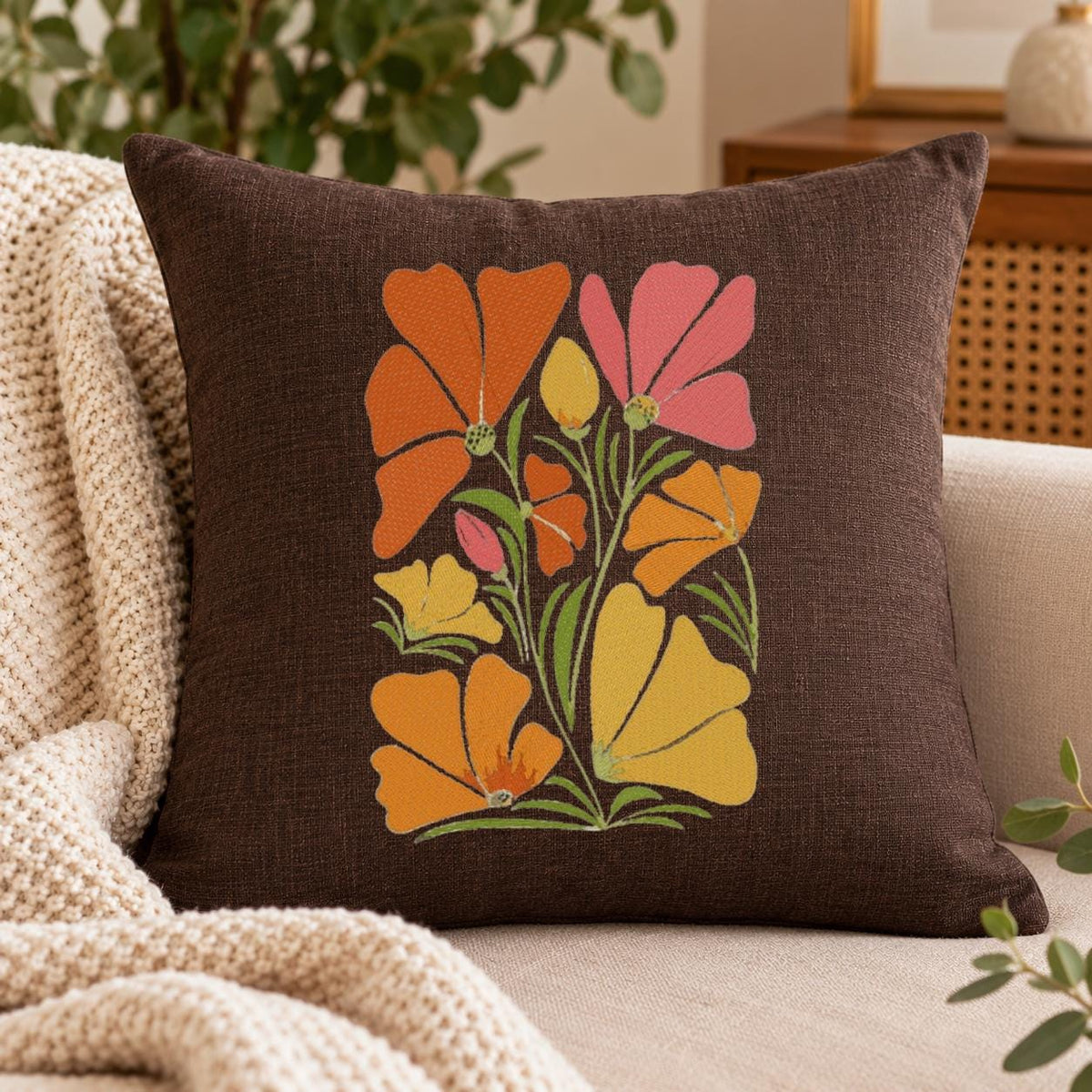 Poppy Flowers Machine Embroidery Design, Colorful Wildflower Bouquet, Retro Floral PES DST JEF Embroidery File, Instant Download - NuttyHappyHobby