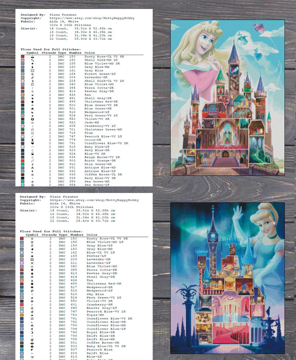Princess Castle Cross Stitch Pattern Bundle PDF, Fairy Tale Castle Set Embroidery Designs, Fantasy Princess Palace Needlework Collection - NuttyHappyHobby