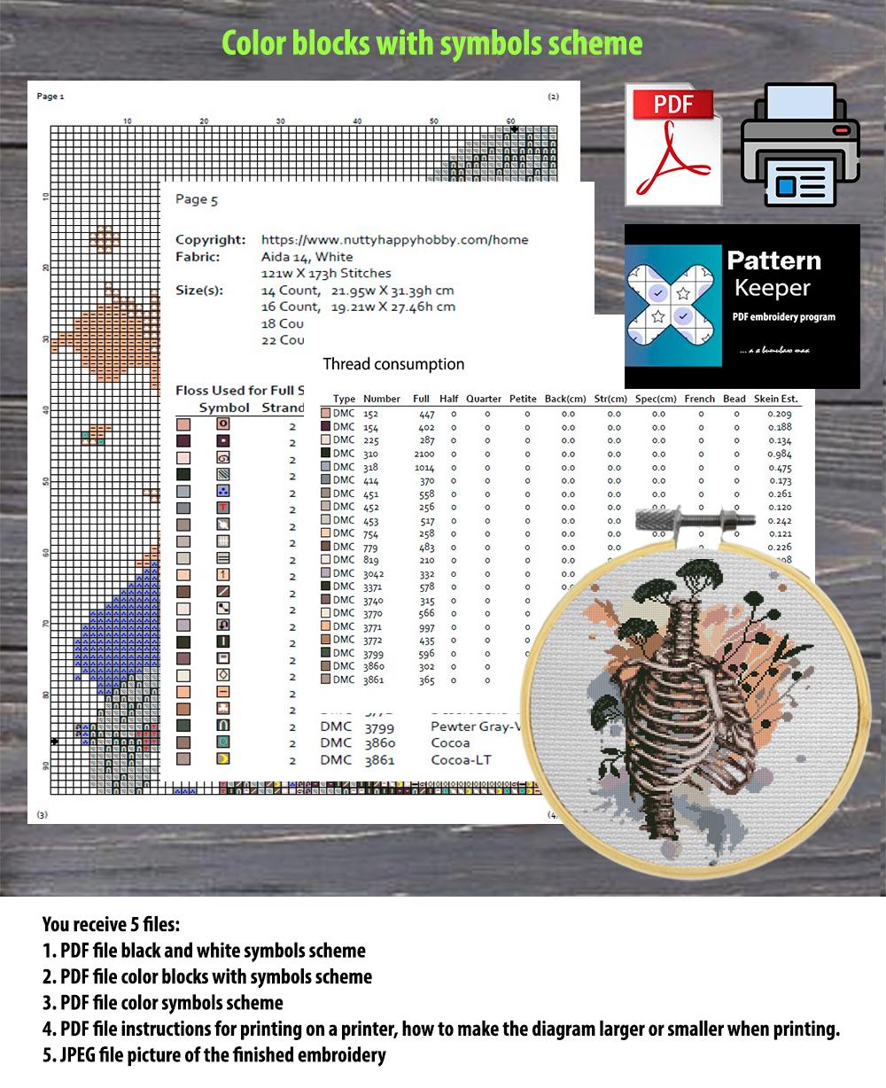 Rainbow Maple Leaf Cross Stitch Pattern PDF, Colorful Autumn Leaf Embroidery Design, Fall Nature Botanical Cross Stitch Digital Download pdf - NuttyHappyHobby