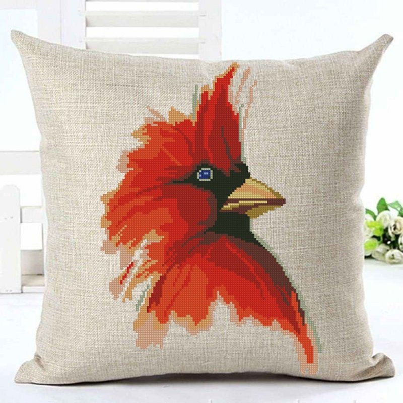 Red Cardinal Bird Cross Stitch Pattern PDF, Cardinal Embroidery Design, Bird Lover Gift, Garden Bird Needlepoint Chart, Wildlife Decor - NuttyHappyHobby