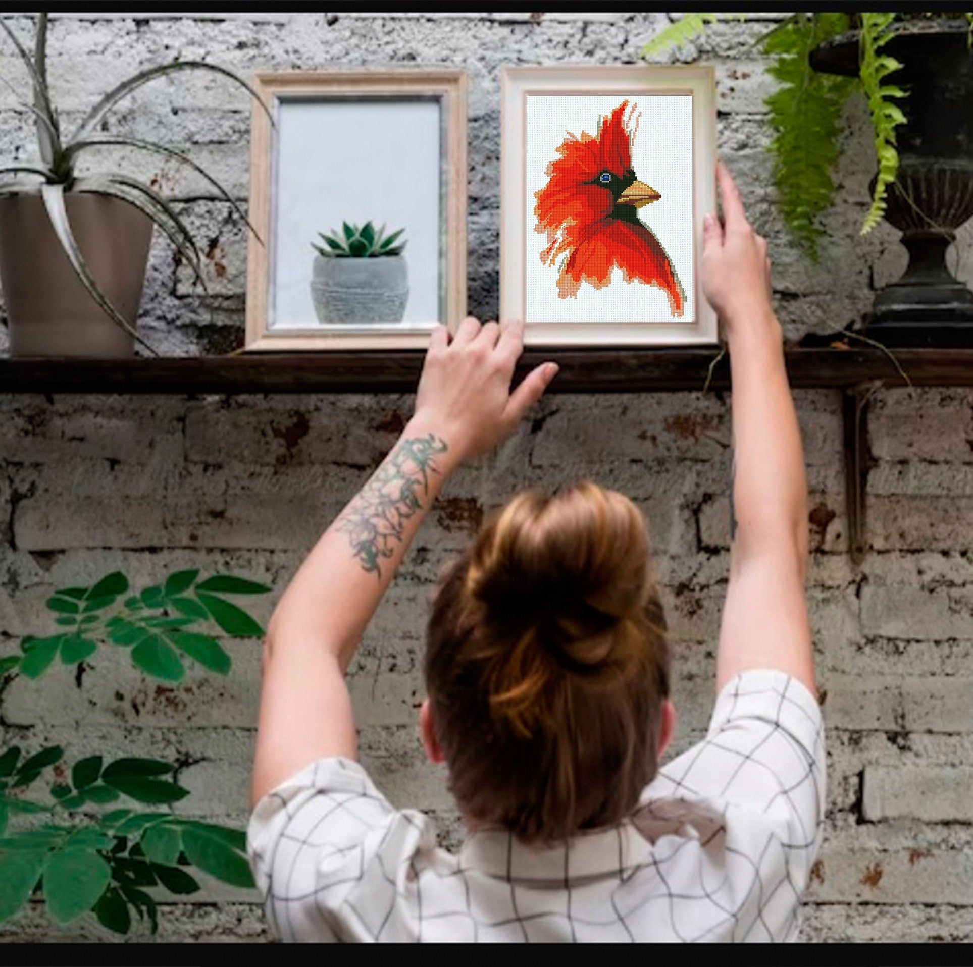 Red Cardinal Bird Cross Stitch Pattern PDF, Cardinal Embroidery Design, Bird Lover Gift, Garden Bird Needlepoint Chart, Wildlife Decor - NuttyHappyHobby