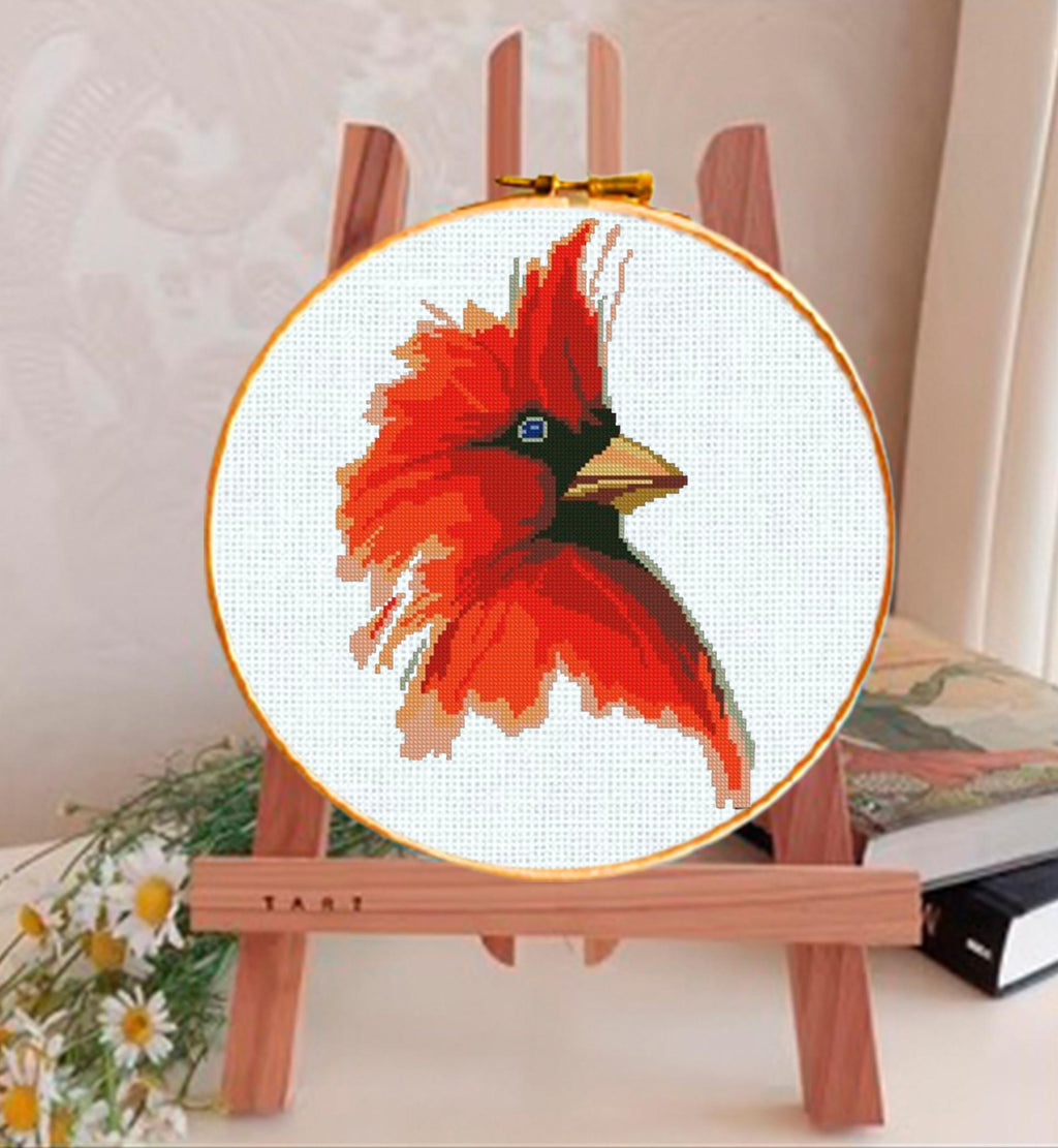 Red Cardinal Bird Cross Stitch Pattern PDF, Cardinal Embroidery Design, Bird Lover Gift, Garden Bird Needlepoint Chart, Wildlife Decor - NuttyHappyHobby