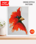 Red Cardinal Bird Cross Stitch Pattern PDF, Cardinal Embroidery Design, Bird Lover Gift, Garden Bird Needlepoint Chart, Wildlife Decor - NuttyHappyHobby