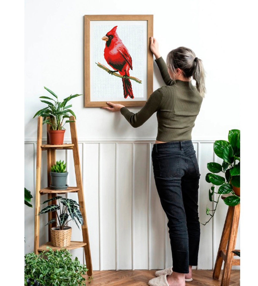 Red Cardinal Bird Cross Stitch Pattern PDF, Northern Cardinal Embroidery Design, Garden Bird Needlepoint Chart, Bird Lover Gift,Wildlife Art - NuttyHappyHobby
