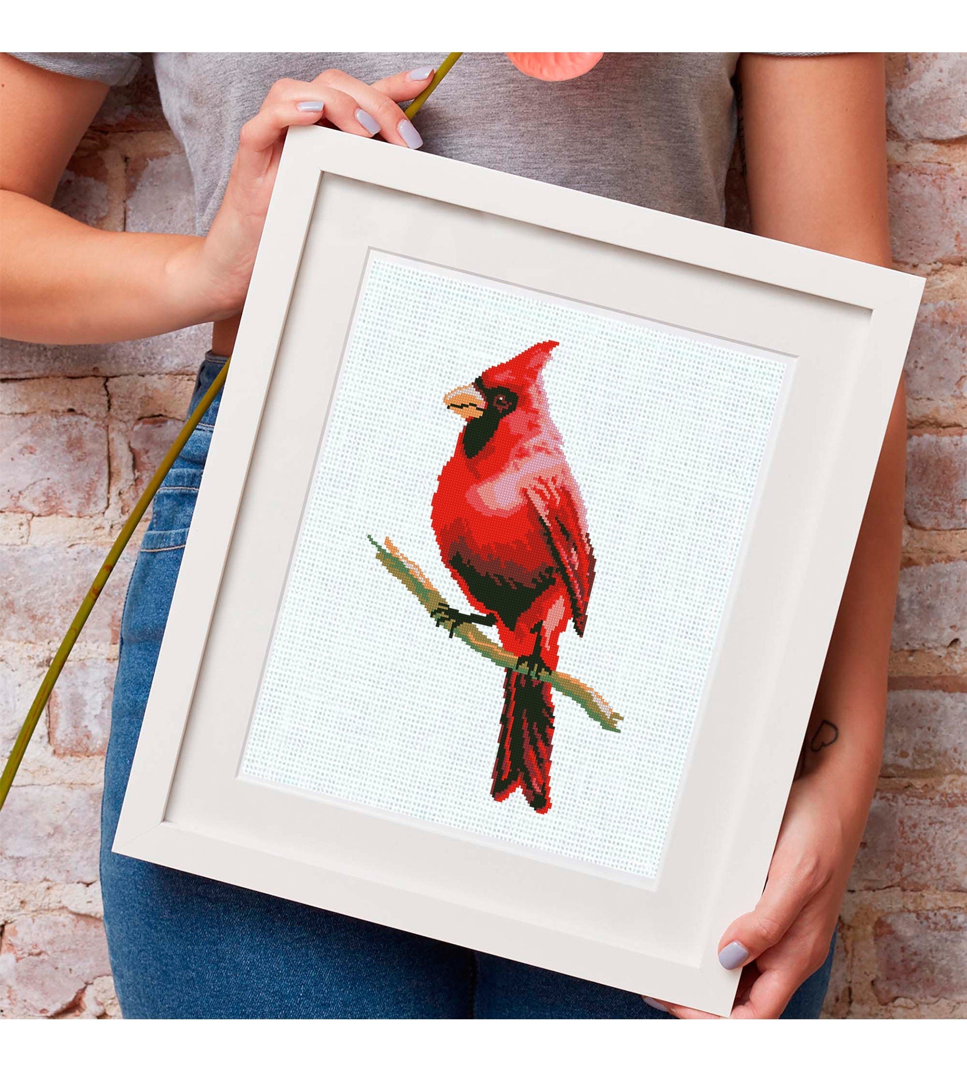Red Cardinal Bird Cross Stitch Pattern PDF, Northern Cardinal Embroidery Design, Garden Bird Needlepoint Chart, Bird Lover Gift,Wildlife Art - NuttyHappyHobby