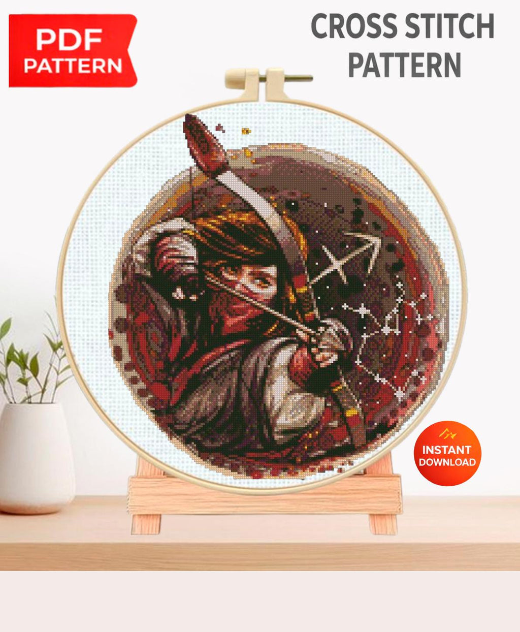 Sagittarius Cross Stitch Pattern PDF, Zodiac Archer Embroidery Design, Astrology Cross Stitch Chart, Horoscope Needlework, Instant Download - NuttyHappyHobby