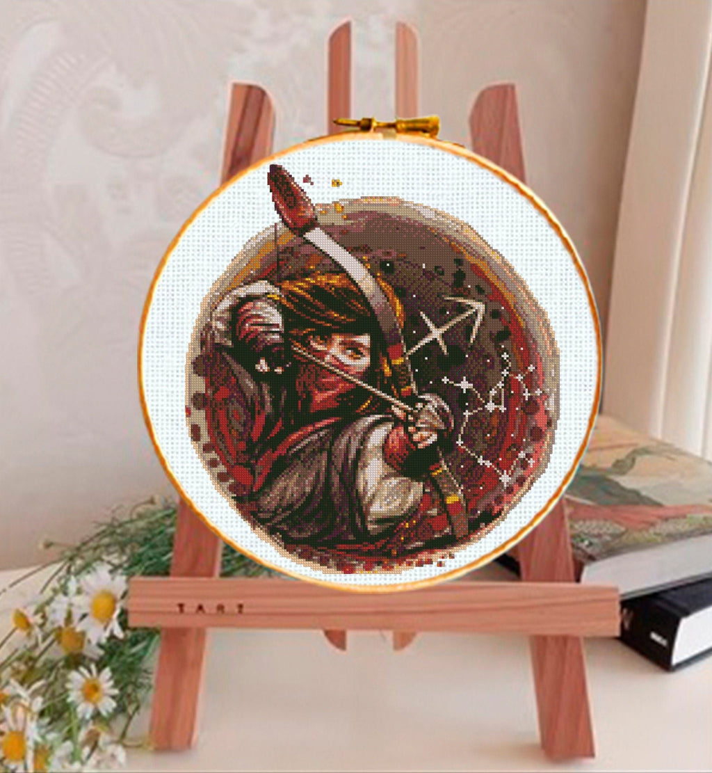 Sagittarius Cross Stitch Pattern PDF, Zodiac Archer Embroidery Design, Astrology Cross Stitch Chart, Horoscope Needlework, Instant Download - NuttyHappyHobby