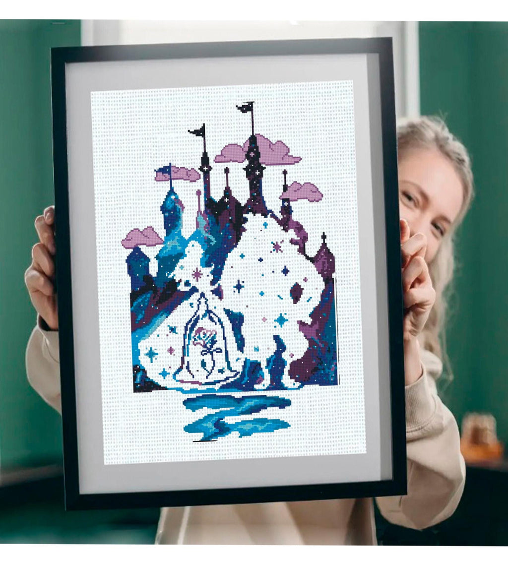 Set of 2 Cross Stitch Patterns PDF, Fantasy Castle Embroidery Design, Modern Counted Cross Stitch Chart Instant Download, 90's cartoons - NuttyHappyHobby