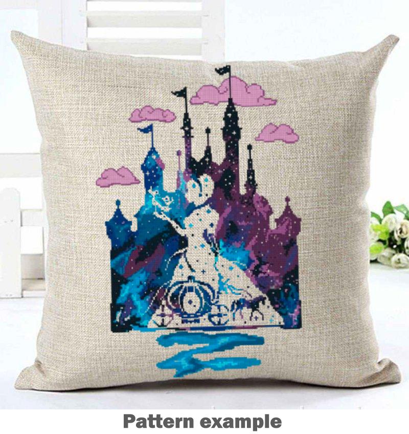Set of 2 Cross Stitch Patterns PDF, Fantasy Castle Embroidery Design, Modern Counted Cross Stitch Chart Instant Download, 90's cartoons - NuttyHappyHobby