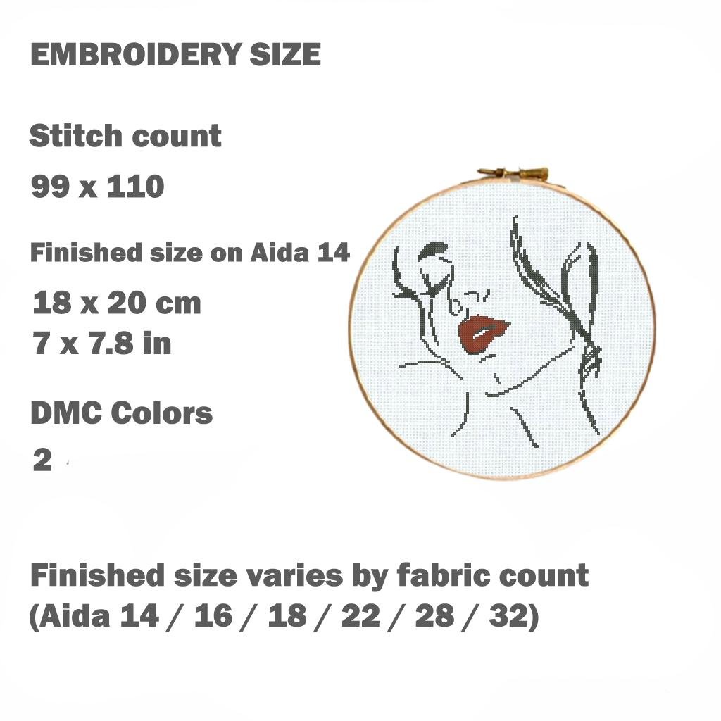 Set of 5 Woman Cross Stitch Patterns PDF Fashion Lady Embroidery Bundle Modern Face Art Instant Download Gift - NuttyHappyHobby