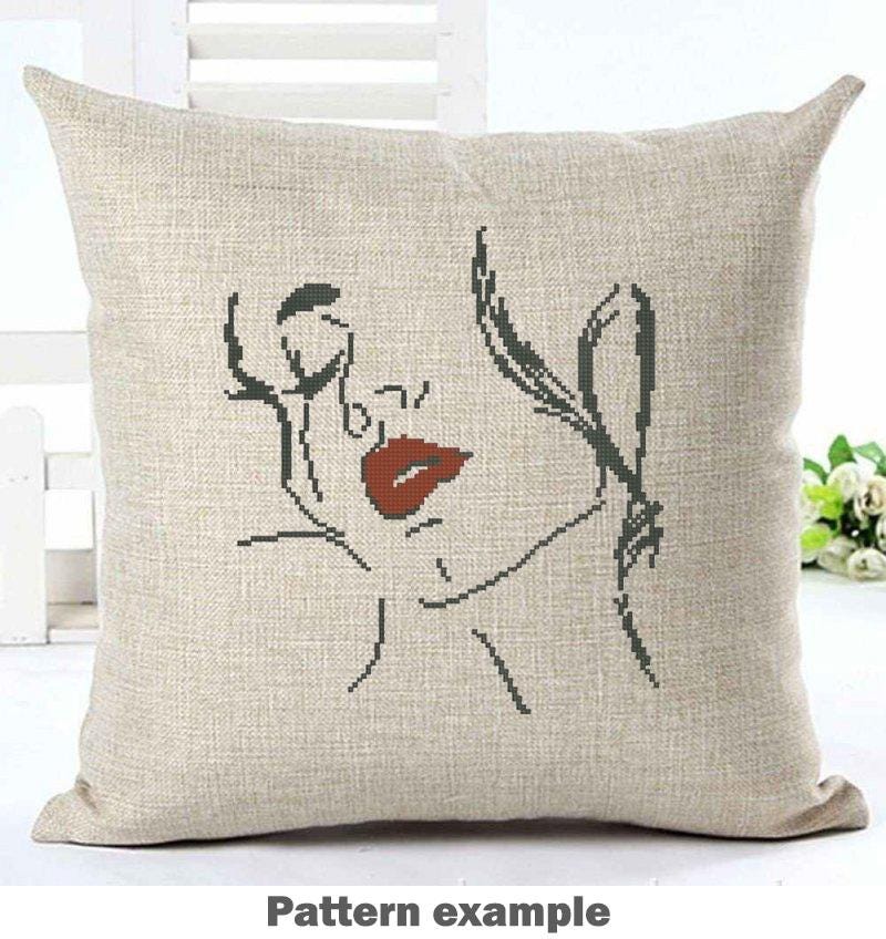 Set of 5 Woman Cross Stitch Patterns PDF Fashion Lady Embroidery Bundle Modern Face Art Instant Download Gift - NuttyHappyHobby