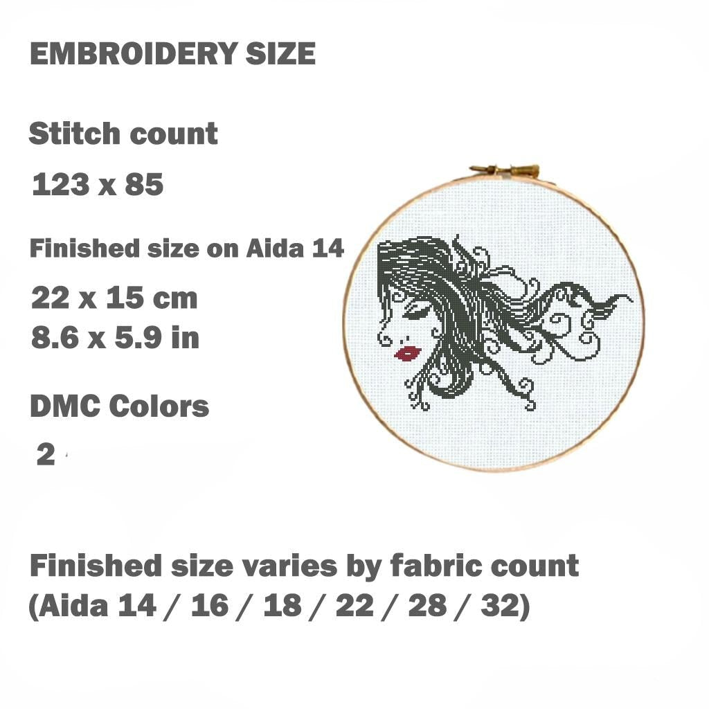 Set of 5 Woman Cross Stitch Patterns PDF Fashion Lady Embroidery Bundle Modern Face Art Instant Download Gift - NuttyHappyHobby