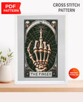 Skeleton Hand Cross Stitch Pattern PDF, Gothic Halloween Embroidery Design, Tarot Style Skeleton Hand, Spooky Cross Stitch Decor, Download - NuttyHappyHobby