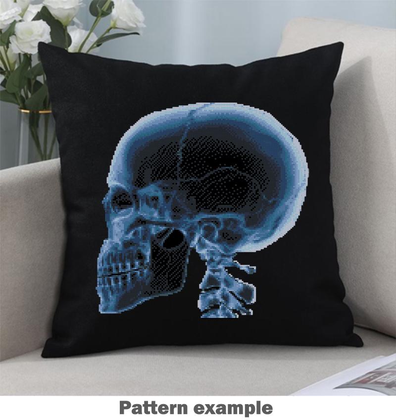 Skull X Ray Cross Stitch Pattern PDF, Human Head Skeleton Side View Embroidery Design, Medical Gothic Wall Art Download, Pattern Keeper - NuttyHappyHobby
