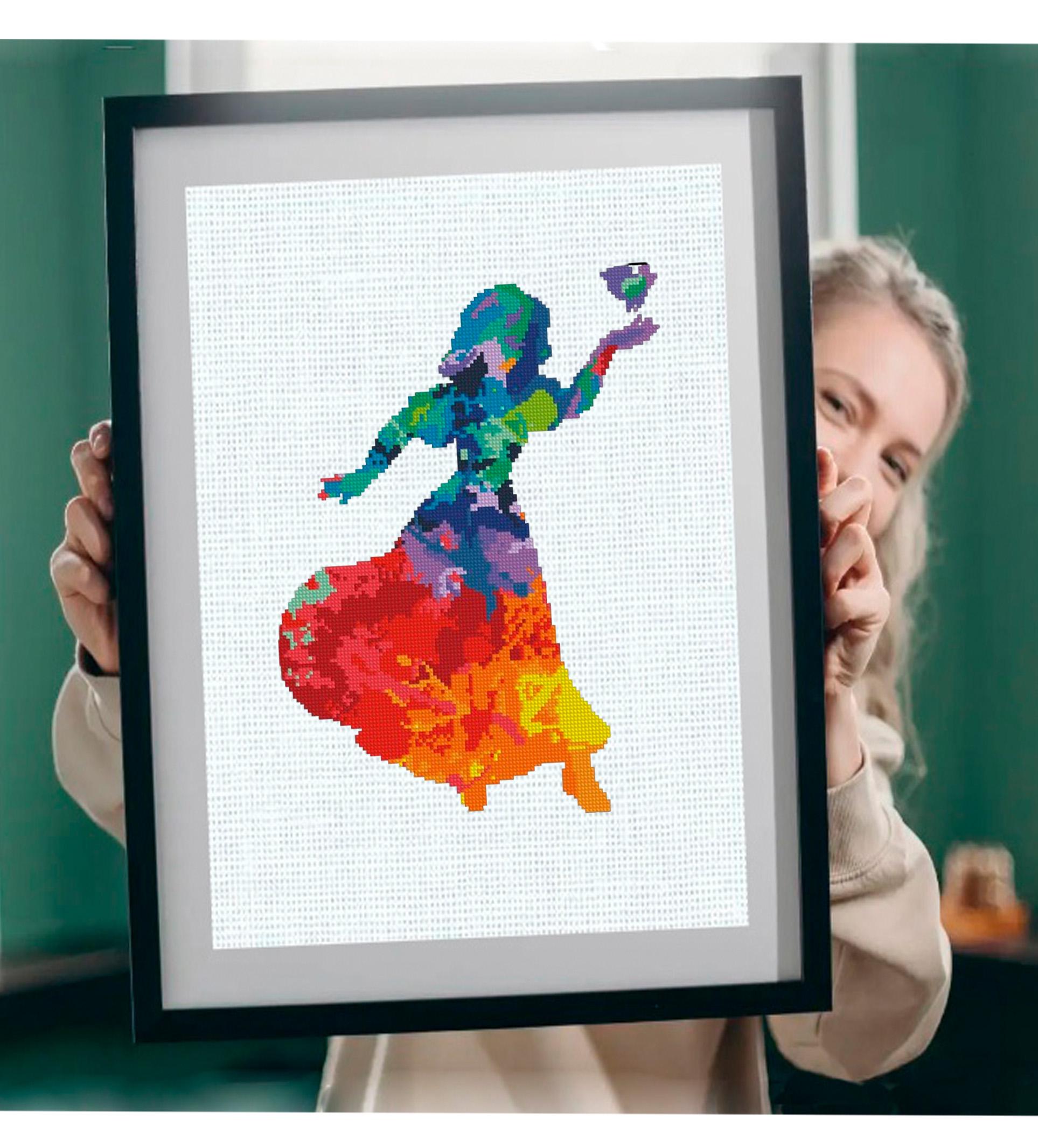 Snow White Cross Stitch Pattern PDF, Colorful Princess Silhouette Embroidery Design, Fairy Tale Princess Needlework, Fantasy Rainbow Stitch - NuttyHappyHobby