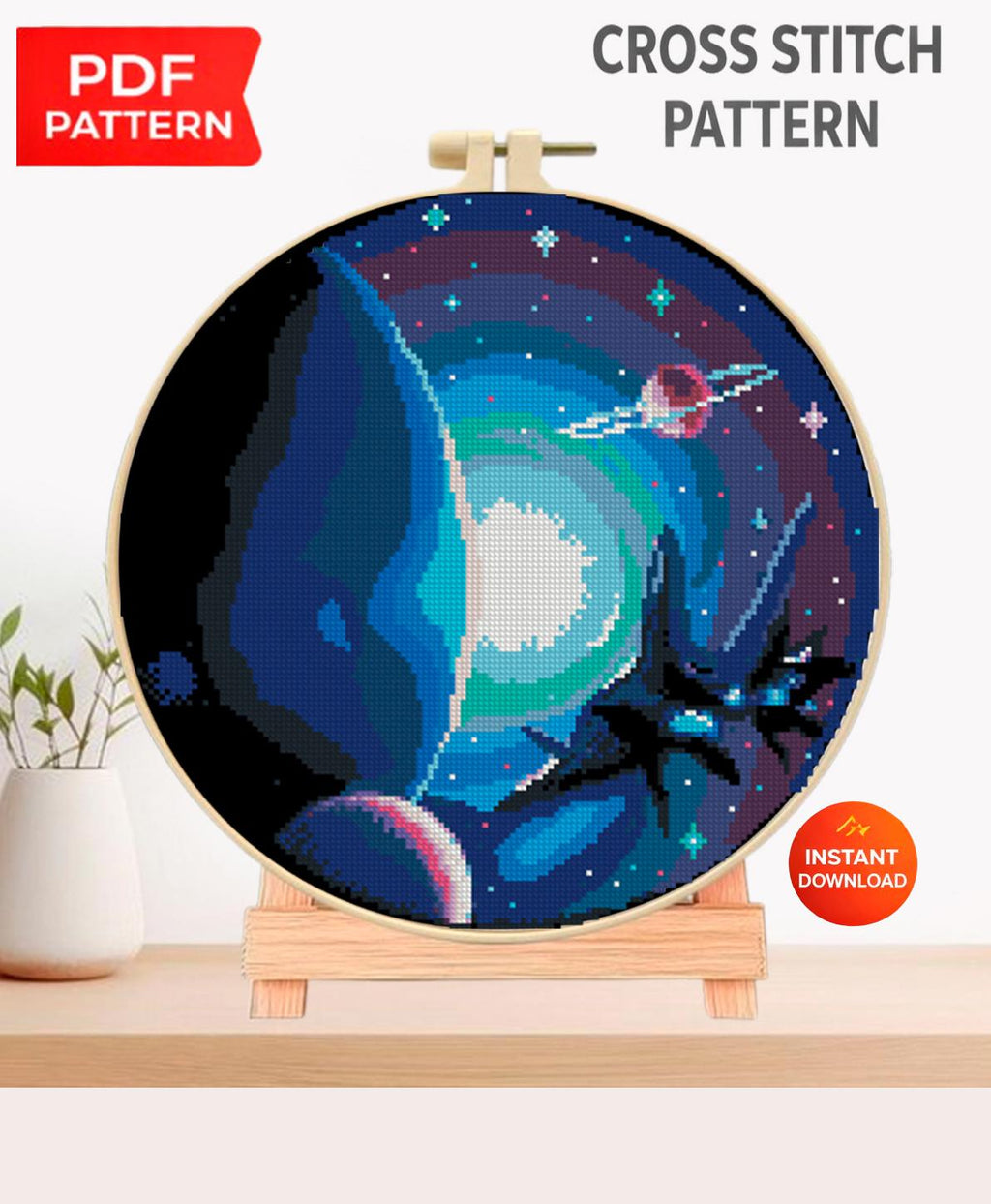 Space Cross Stitch Pattern Bundle PDF, Galaxy Embroidery Designs Set, Astronaut Planet Cross Stitch Charts, Cosmic Needlework patterns pdf - NuttyHappyHobby