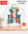 Spine and Rib Cage Cross Stitch Pattern PDF, Colorful Skeleton Anatomy Embroidery Design, Medical Wall Art Download, Pattern Keeper - NuttyHappyHobby