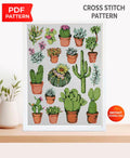 Succulent Cross Stitch Pattern PDF, Cactus Cross Stitch Chart, Botanical Embroidery Design, Plant Lover Gift, Modern Needlework, Download - NuttyHappyHobby