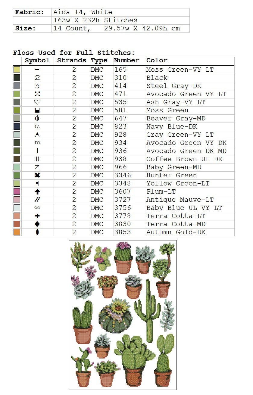 Succulent Cross Stitch Pattern PDF, Cactus Cross Stitch Chart, Botanical Embroidery Design, Plant Lover Gift, Modern Needlework, Download - NuttyHappyHobby