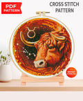 Taurus Zodiac Cross Stitch Pattern PDF, Bull Astrology Embroidery Design, Taurus Constellation Stitch Chart, Celestial Horoscope Needlework - NuttyHappyHobby