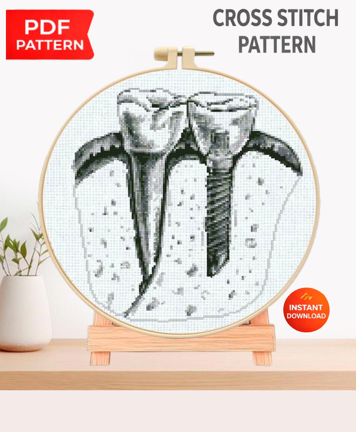 Teeth Anatomy Cross Stitch Pattern PDF, Dental X Ray Tooth Embroidery Design, Medical Dentist Wall Art Instant Download, Pattern Keeper - NuttyHappyHobby