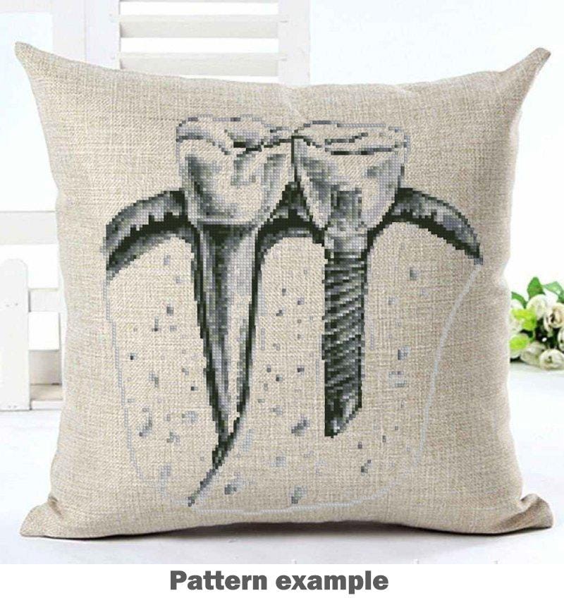 Teeth Anatomy Cross Stitch Pattern PDF, Dental X Ray Tooth Embroidery Design, Medical Dentist Wall Art Instant Download, Pattern Keeper - NuttyHappyHobby