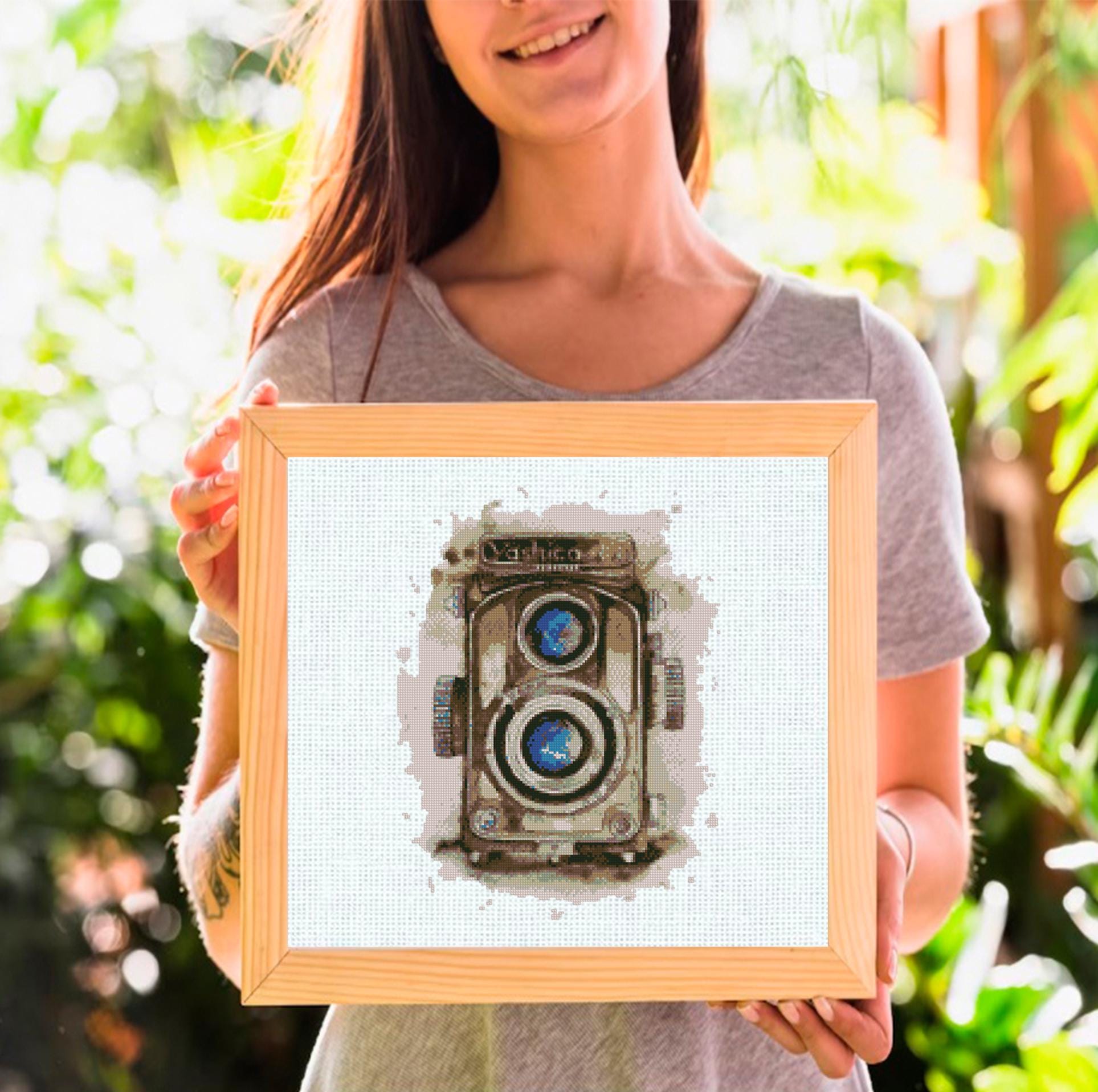 Vintage Camera Cross Stitch Pattern PDF, Retro Camera Embroidery Pattern, Photography Lover Gift, Antique Camera Cross Stitch, Download - NuttyHappyHobby
