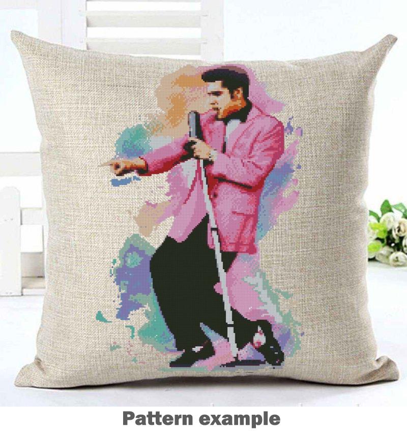 Vintage Rock and Roll Singer Cross Stitch Pattern PDF, Retro Stage Performer Inspired Embroidery Design, Colorful Music Icon Wall Art - NuttyHappyHobby
