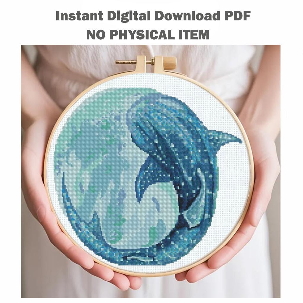 Whale set Cross Stitch Pattern PDF, Ocean Embroidery Pattern, Sea Life Cross Stitch, Whale Shark Pattern, Marine Animal Art,Instant Download - NuttyHappyHobby