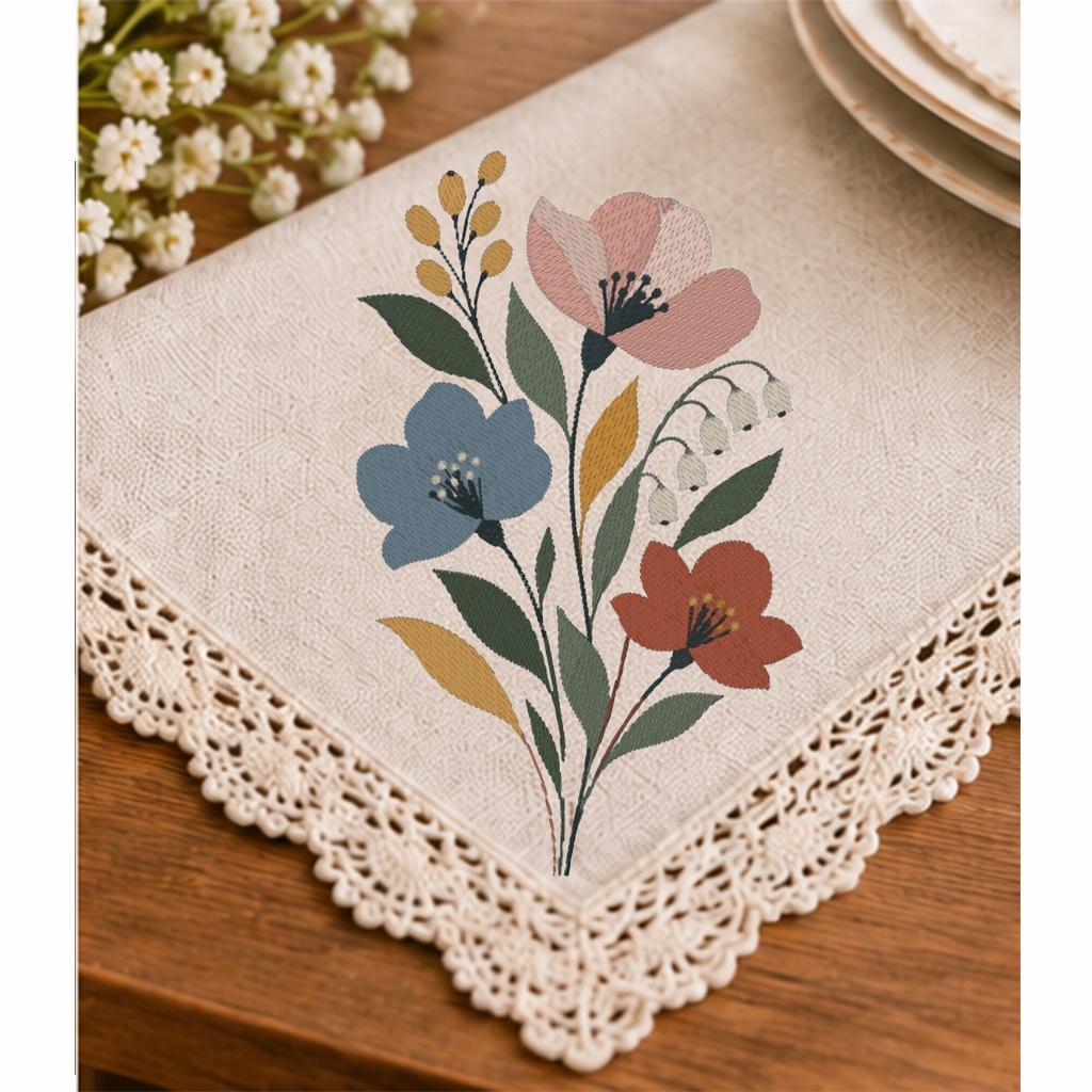 Wildflower Bouquet Machine Embroidery Design, Pastel Boho Floral, Spring Botanical Flowers PES DST JEF, Instant Download - NuttyHappyHobby
