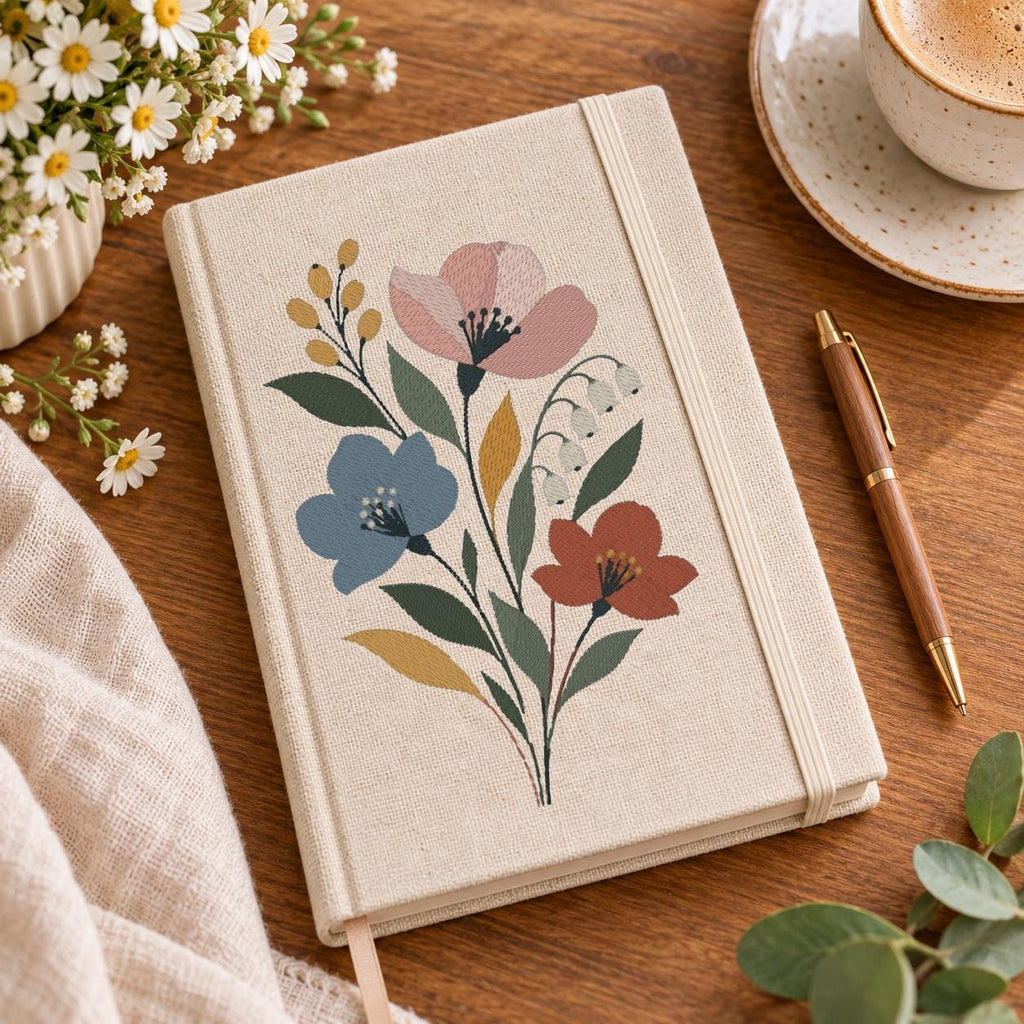 Wildflower Bouquet Machine Embroidery Design, Pastel Boho Floral, Spring Botanical Flowers PES DST JEF, Instant Download - NuttyHappyHobby