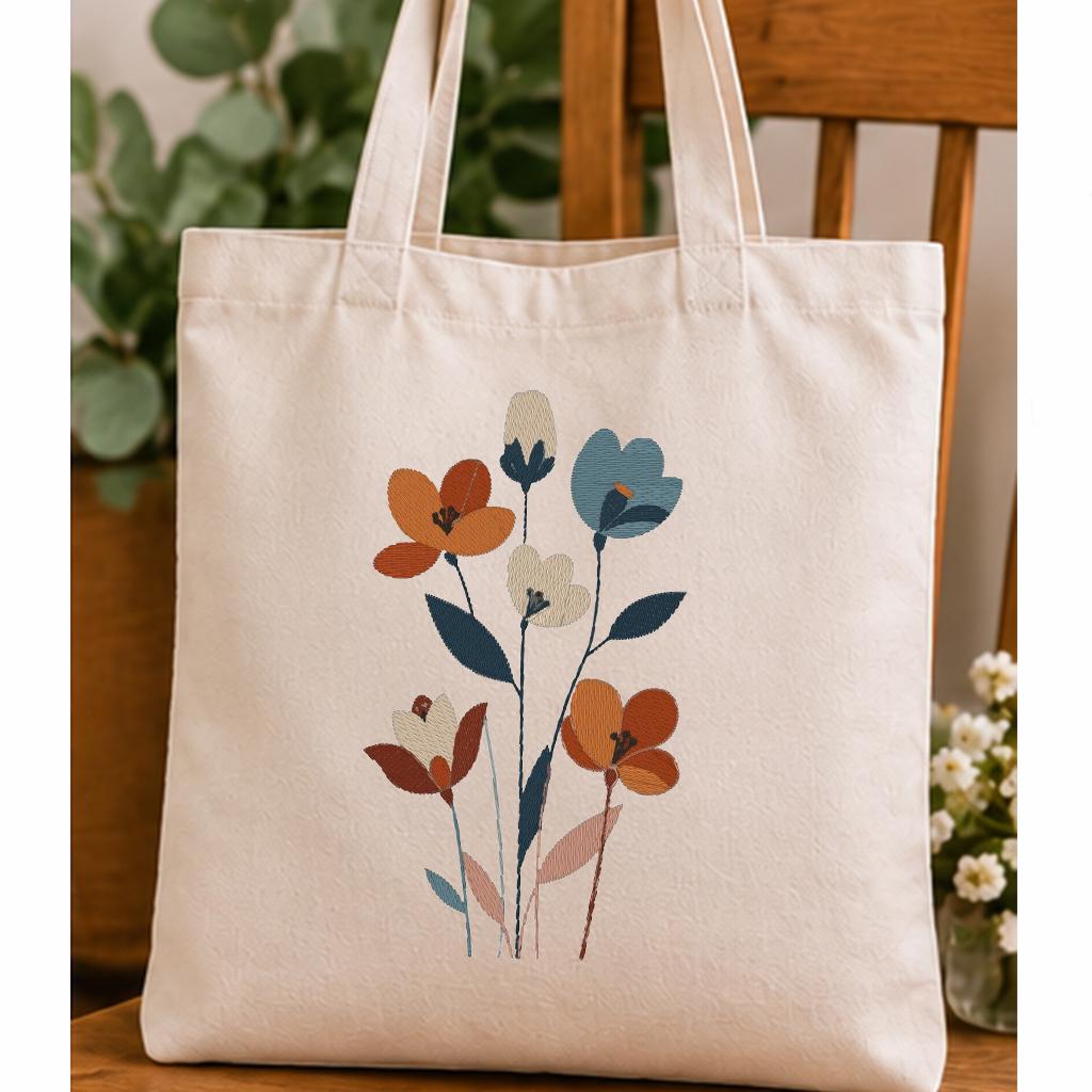 Wildflower Machine Embroidery Design, Minimalist Boho Floral Bouquet, Modern Botanical Flowers PES DST JEF, Instant Download - NuttyHappyHobby