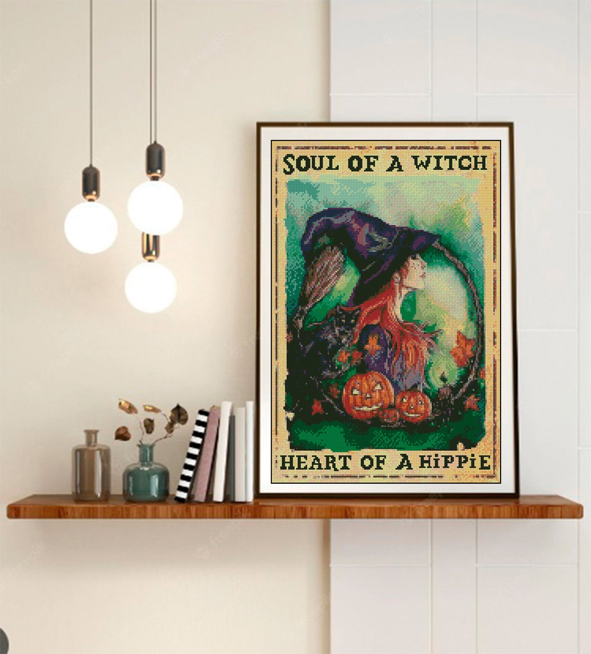 Witch Cross Stitch Pattern PDF, Soul of a Witch Embroidery Design, Gothic Halloween Cross Stitch, Witch Aesthetic Decor, Instant Download - NuttyHappyHobby
