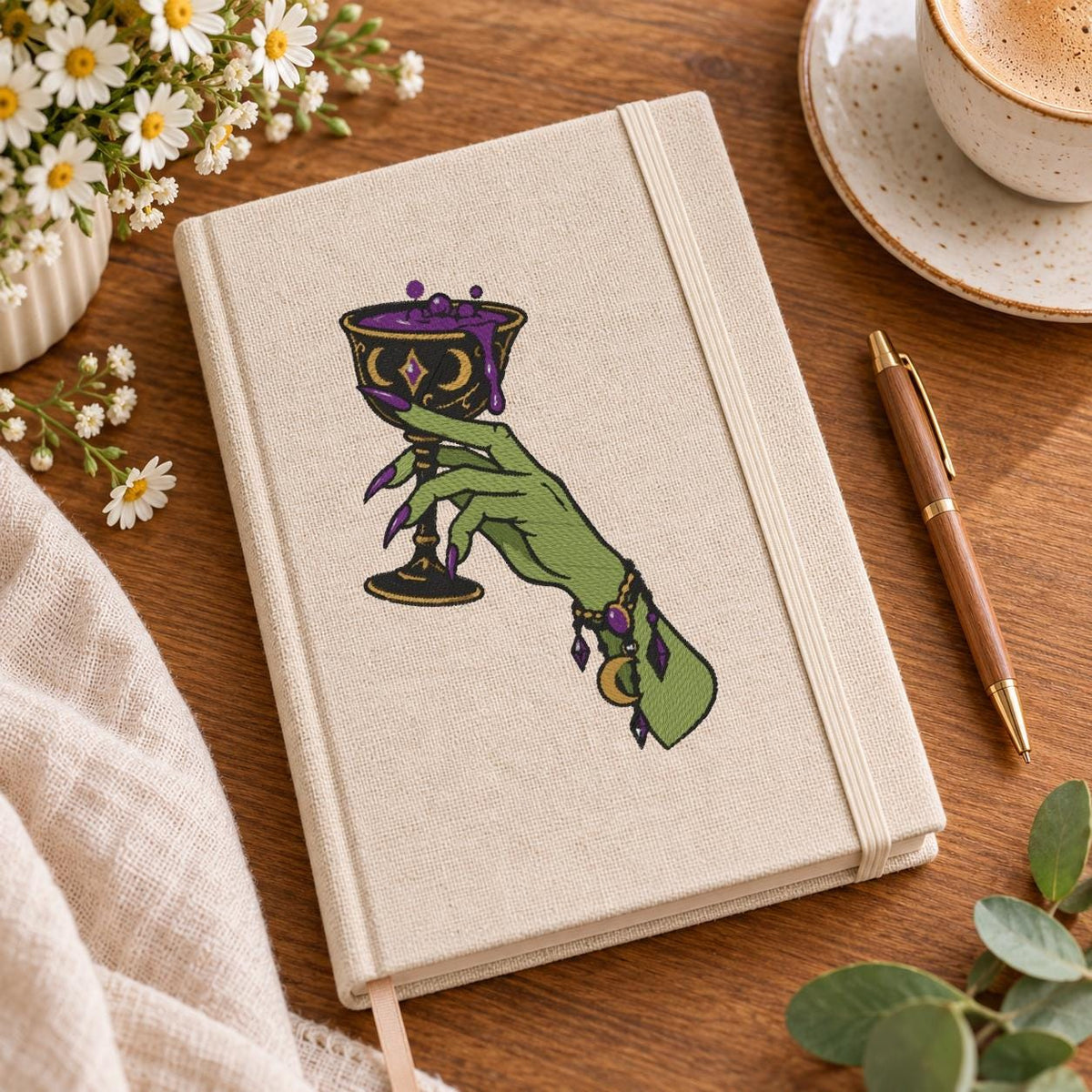 Witch Hand Potion Goblet Machine Embroidery Design, Halloween Gothic Witch Chalice, Magic Potion PES DST JEF, Instant Digital Download - NuttyHappyHobby