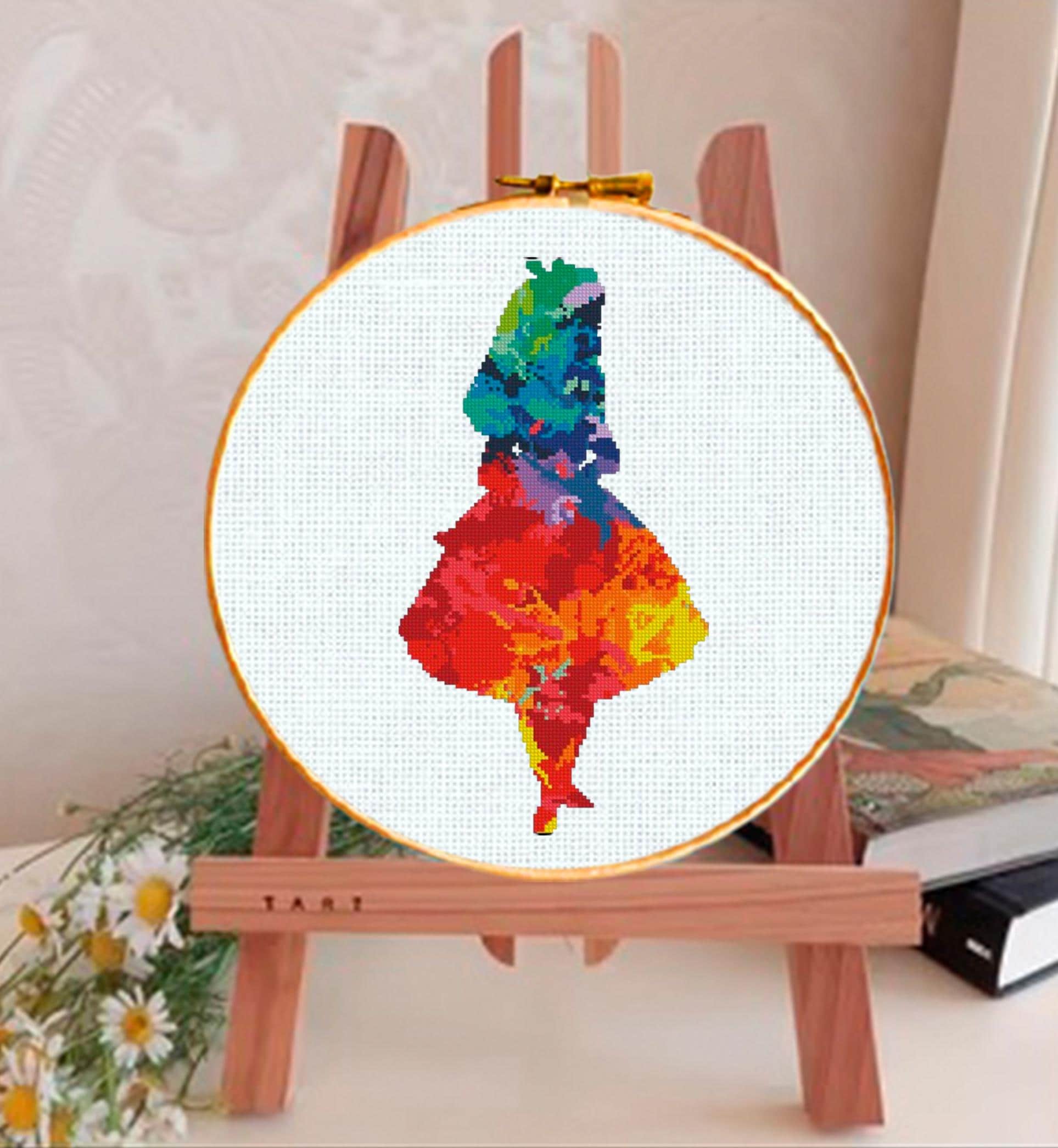 Wonderland Girl Silhouette Cross Stitch Pattern PDF, Colorful Fantasy Story Embroidery Design, Modern Whimsical Needlework, 90s cartoons - NuttyHappyHobby