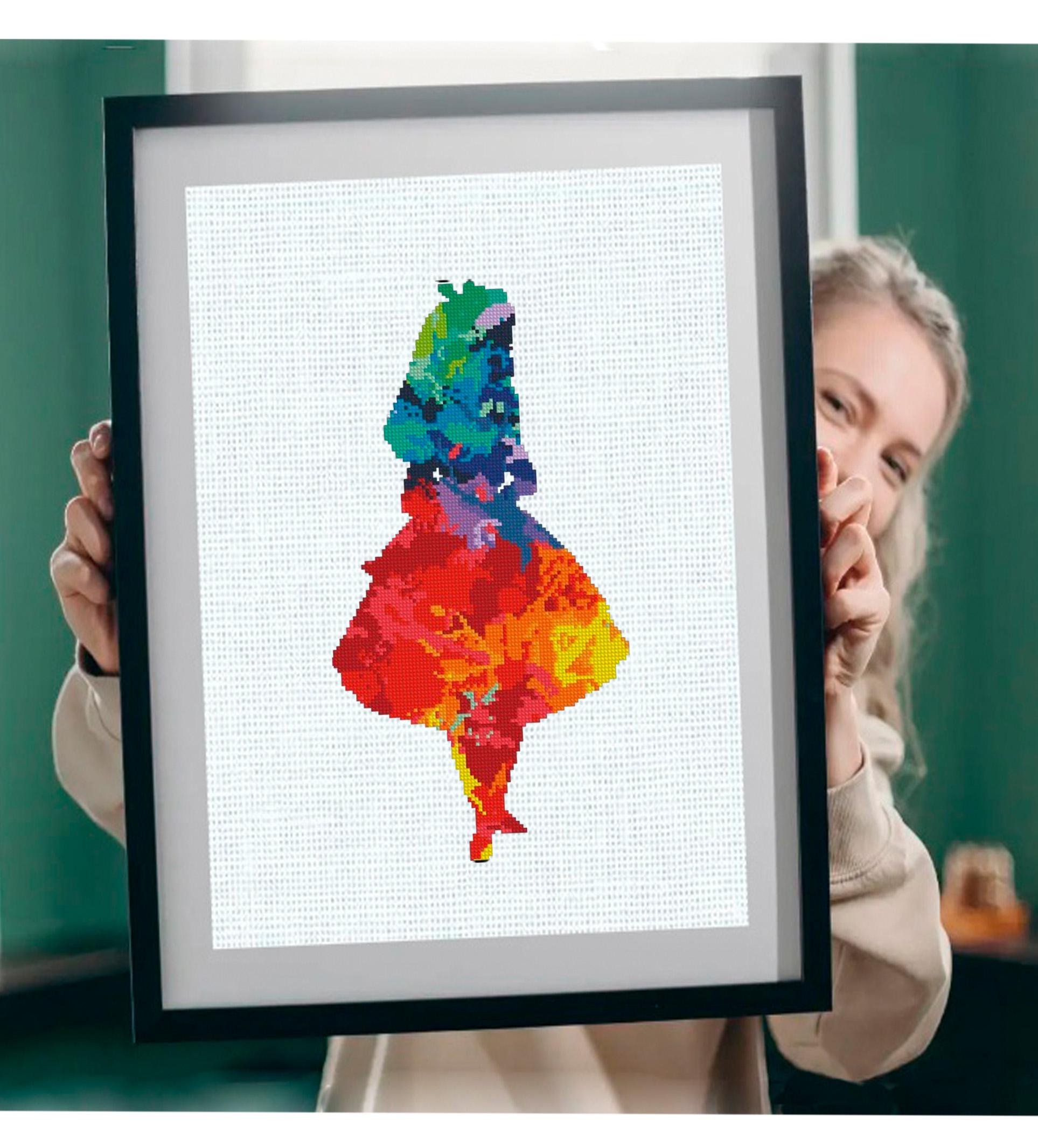 Wonderland Girl Silhouette Cross Stitch Pattern PDF, Colorful Fantasy Story Embroidery Design, Modern Whimsical Needlework, 90s cartoons - NuttyHappyHobby