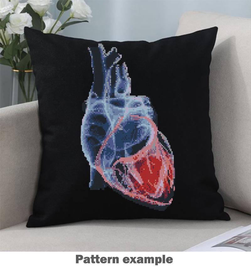 X - Ray Anatomy Cross Stitch Pattern Bundle PDF, Skull and Heart Embroidery Charts, Radiology Style Medical Art Set, Instant Download - NuttyHappyHobby