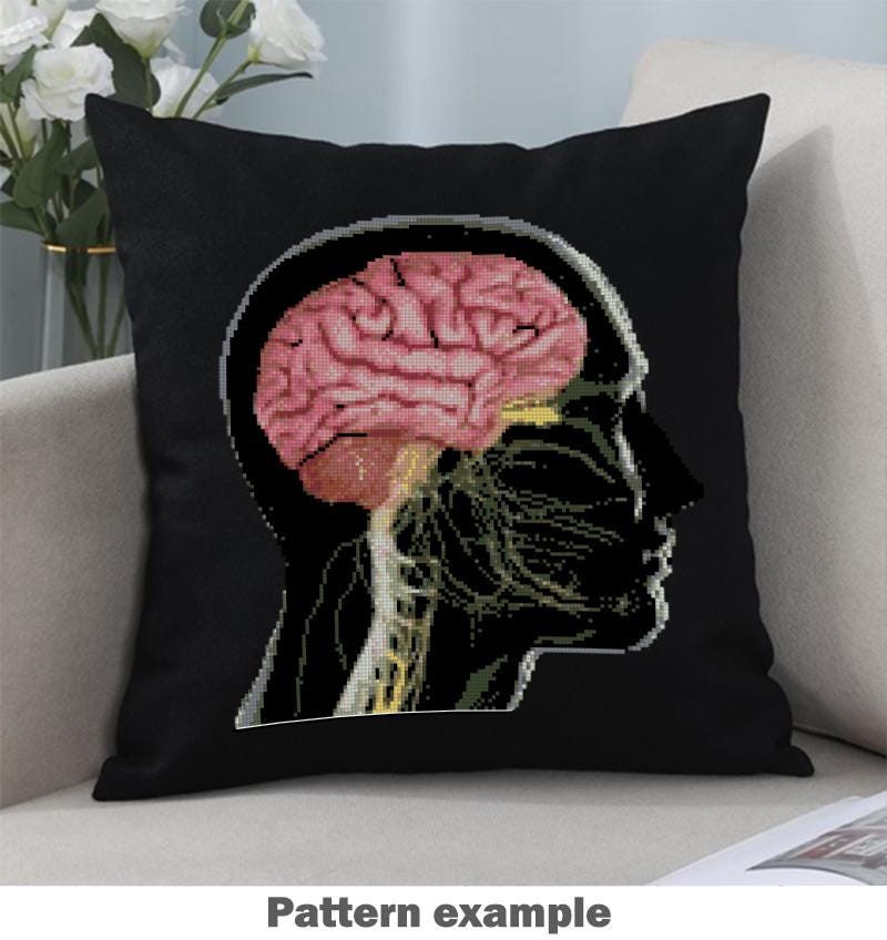 X - Ray Brain and Lungs Cross Stitch Pattern Bundle PDF, Anatomical Embroidery Charts, Radiology Style Medical Art Set, Instant Download - NuttyHappyHobby