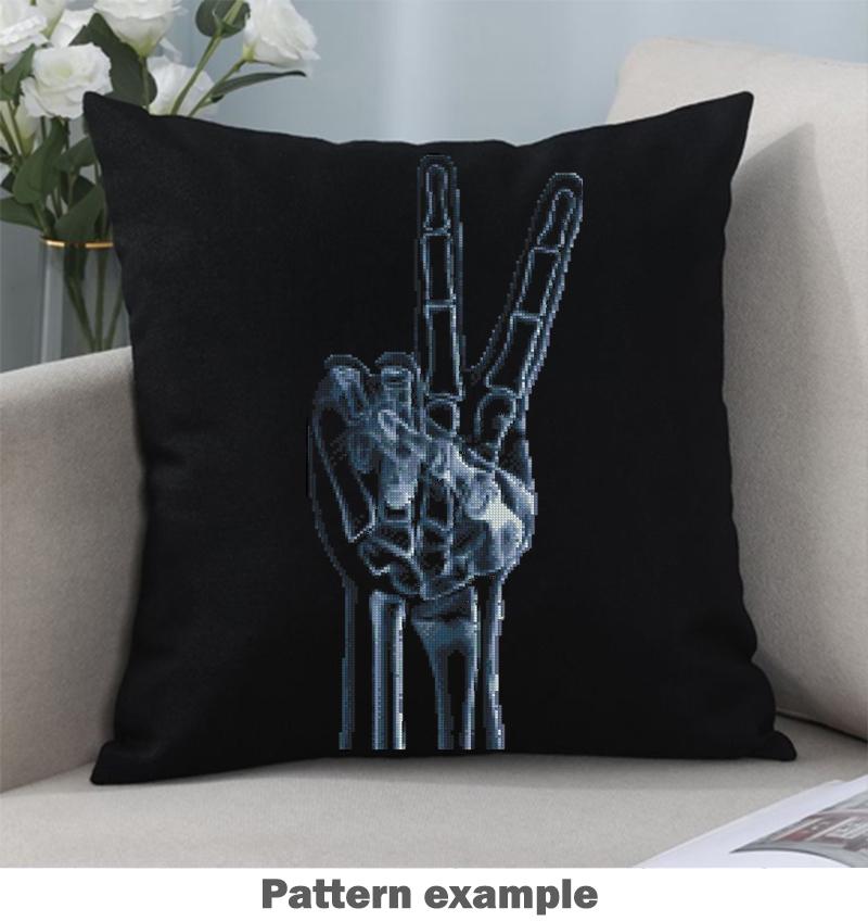 X Ray Hand Cross Stitch Pattern PDF, Peace Sign Skeleton Embroidery Design, Radiology Anatomy Art, Gothic Wall Decor Download - NuttyHappyHobby