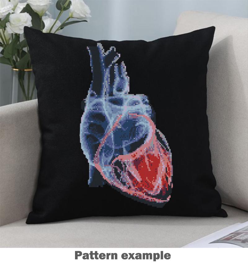 X - Ray Heart Cross Stitch Pattern PDF, Anatomical Heart Embroidery Chart, Radiology Style Medical Art, Gothic Anatomy Decor, Instant Download - NuttyHappyHobby