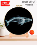 X - Ray Whale Cross Stitch Pattern PDF, Anatomical Whale Skeleton Embroidery Chart, Marine Biology Art, Ocean Science Needlepoint, Download - NuttyHappyHobby