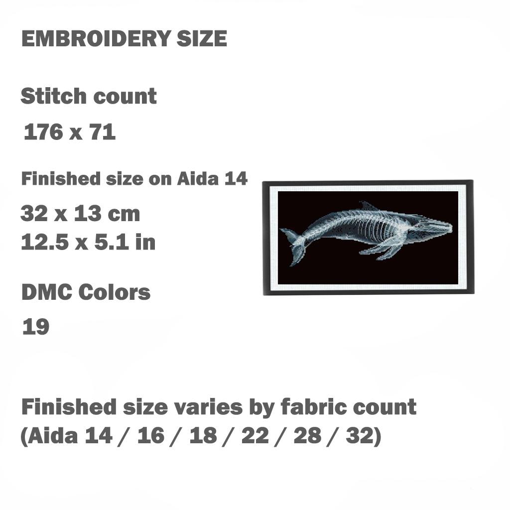 X - Ray Whale Cross Stitch Pattern PDF, Anatomical Whale Skeleton Embroidery Chart, Marine Biology Art, Ocean Science Needlepoint, Download - NuttyHappyHobby