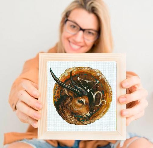 Zodiac Cross Stitch Patterns Bundle | 12 Astrology Signs Hoop Set | Celestial Horoscope PDF Charts | Modern Mini Cross Stitch Download - NuttyHappyHobby
