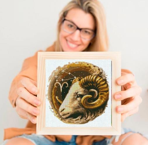 Zodiac Cross Stitch Patterns Bundle | 12 Astrology Signs Hoop Set | Celestial Horoscope PDF Charts | Modern Mini Cross Stitch Download - NuttyHappyHobby